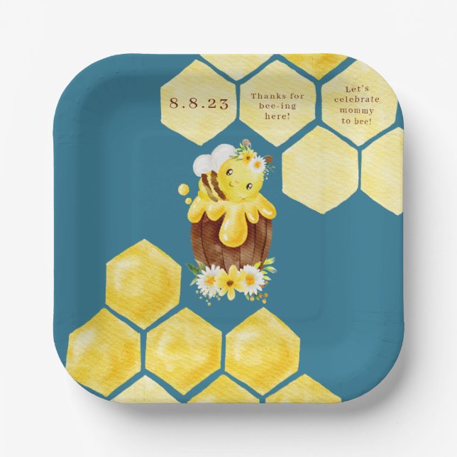 Bee Baby Shower Paper Plate (Front)