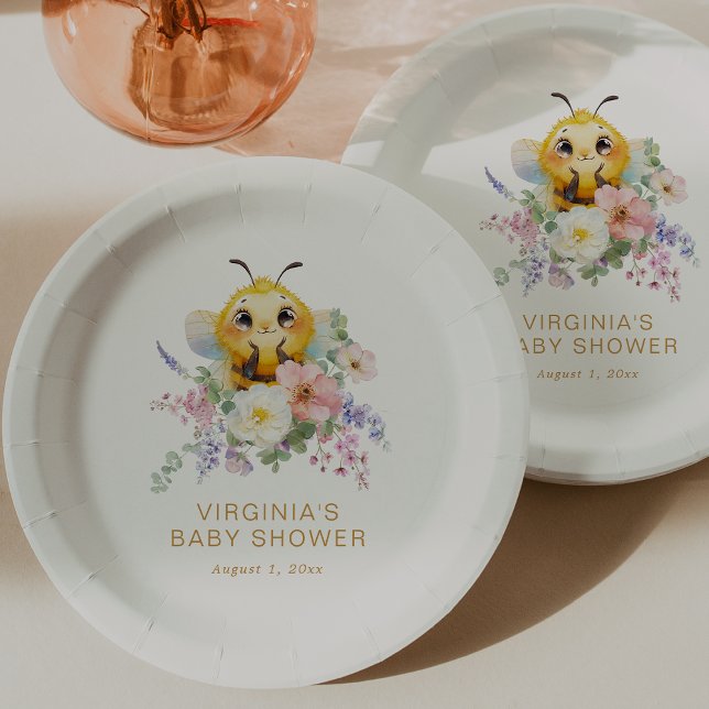 Bee Baby Shower Paper Plates (Bee Baby Shower Paper Plates by Painted Paperie
)