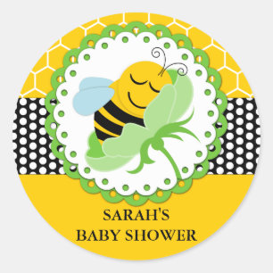 Bee Baby Shower Personalized Classic Round Sticker