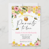 Bee Baby Shower Pink Floral Parents To Bee Baby Invitation (Front)