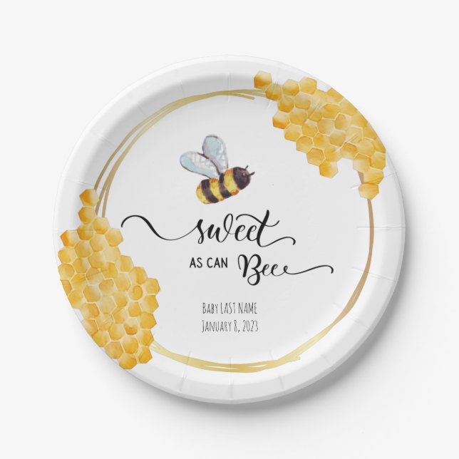Bee Baby Shower Plate Set (Front)