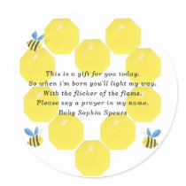 Bee baby shower - Prayer candle label