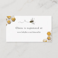 Bee Baby Shower Registry Enclosure Card