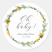 Bee Baby Shower Round Sticker