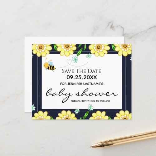 Bee Baby Shower Save the Date Postcard
