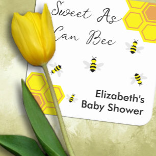 Bee Baby Shower Square Paper Coaster