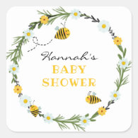 Bee Baby Shower Square Sticker