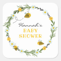 Bee Baby Shower Square Sticker