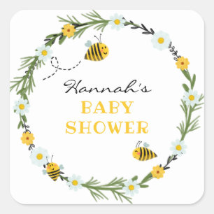 Bee Baby Shower Square Sticker