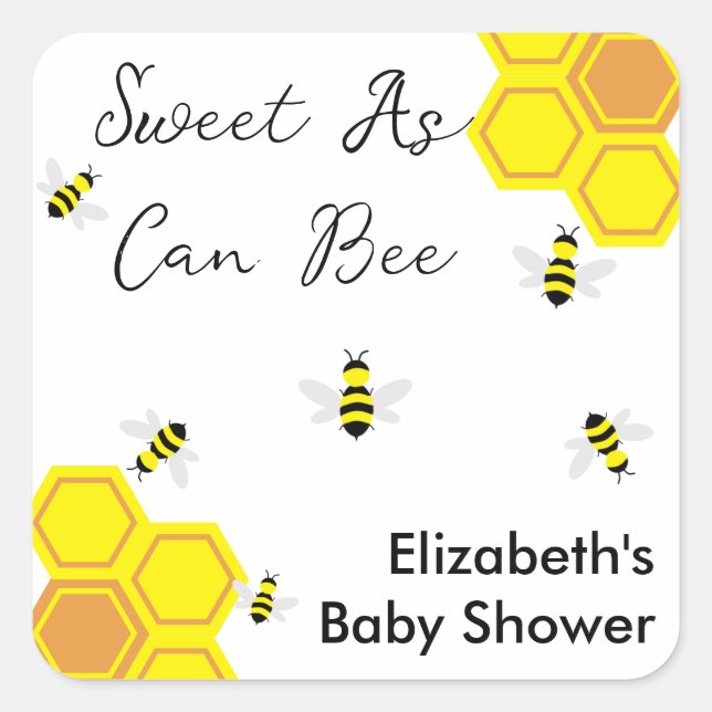 Bee Baby Shower Square Sticker (Front)