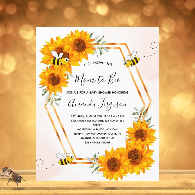 Bee Baby shower sunflowers invitation (Creator Uploaded)