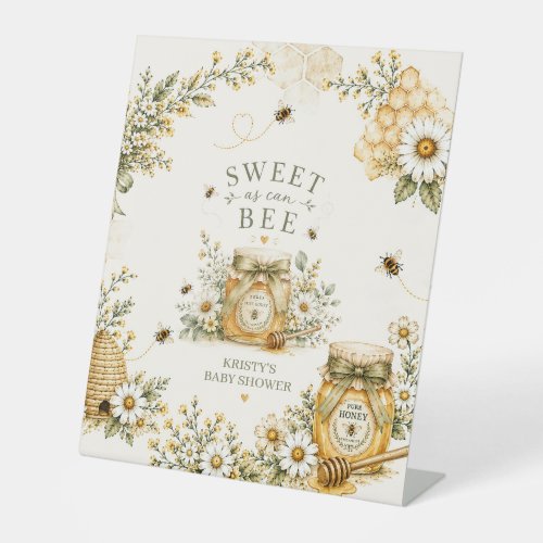 Bee Baby Shower Sweet As Can Bee Gender Neutral  Pedestal Sign
