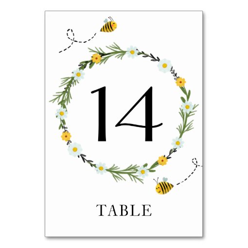Bee Baby Shower Table Number | Zazzle
