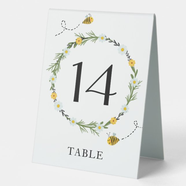 Bee Baby Shower Table Number Table Tent (Front)