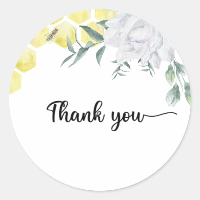  Bee baby shower thank  Classic Round Sticker (Front)