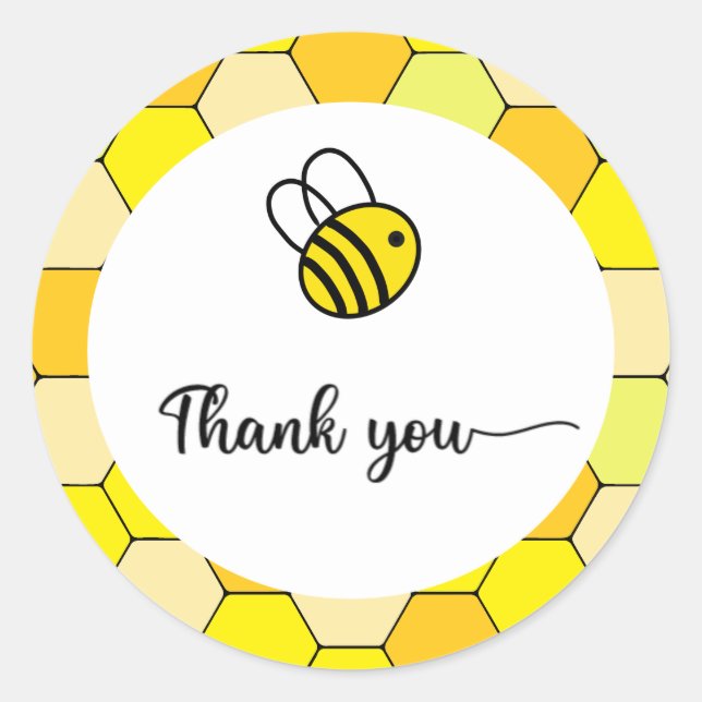  Bee baby shower thank  Classic Round Sticker (Front)