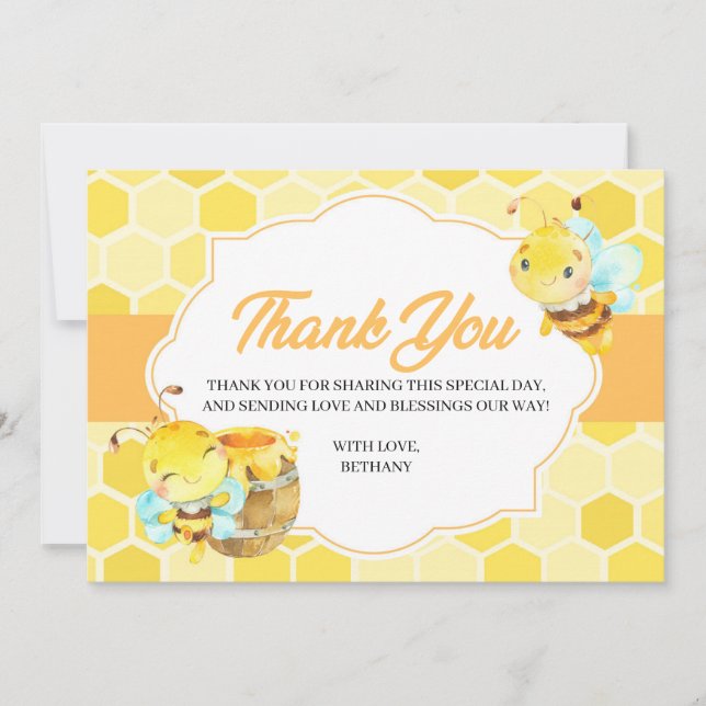 Bee Baby Shower Thank You Card (Front)
