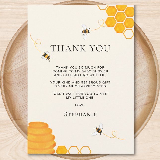 Bee Baby Shower Thank You Card (Creator Uploaded)