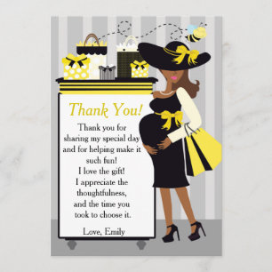 Bee Baby Shower Thank You Card Gender Reveal