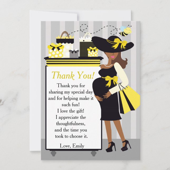 Bee Baby Shower Thank You Card Gender Reveal (Front)