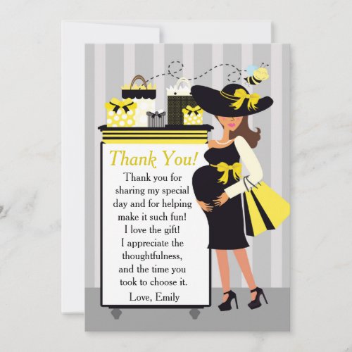 Bee Baby Shower Thank You Card Pregnant Woman