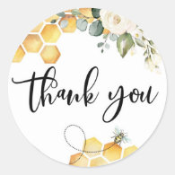 Bee baby shower thank you classic round sticker