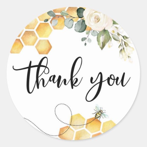 Bee baby shower thank you classic round sticker
