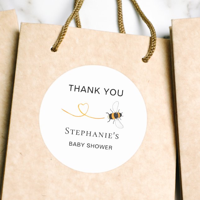 Bee Baby Shower Thank You Classic Round Sticker (Creator Uploaded)