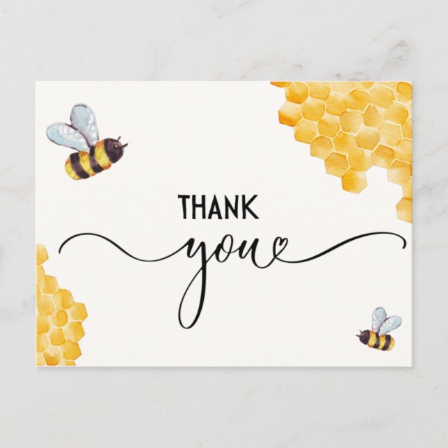 Bee Baby Shower Thank you Post Card (Front)
