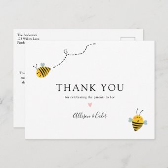 Bee Baby Shower Thank You Postcard | Zazzle