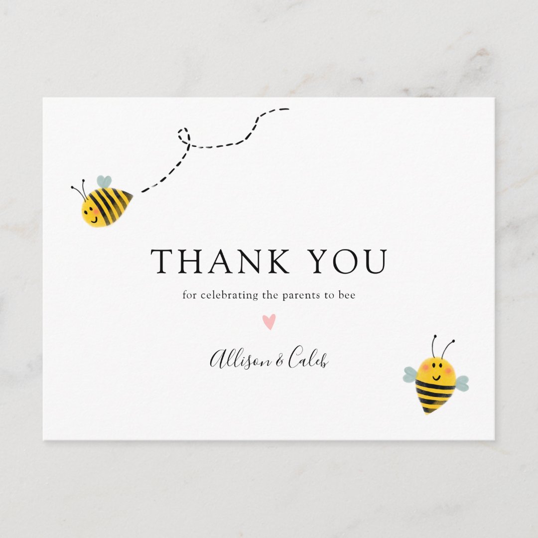 Bee Baby Shower Thank You Postcard | Zazzle