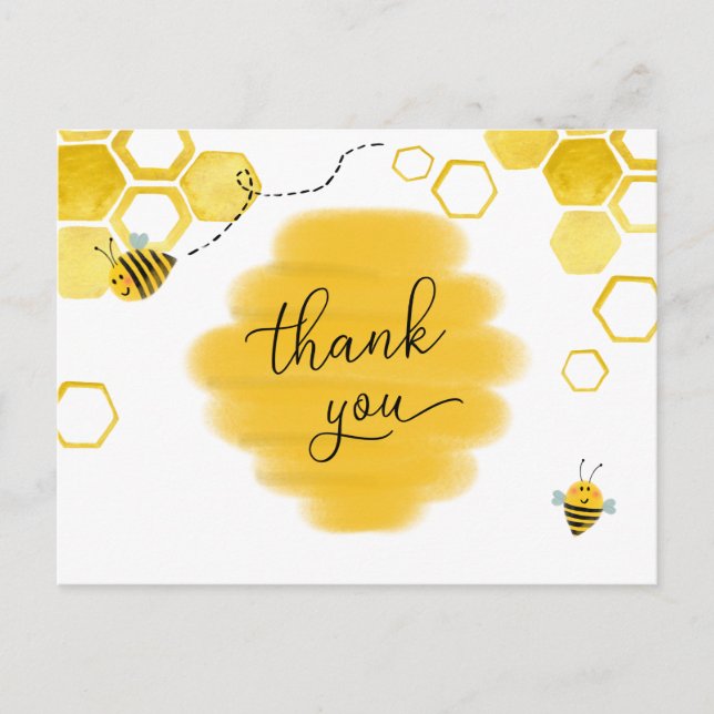 Bee Baby Shower Thank You Postcard (Front)