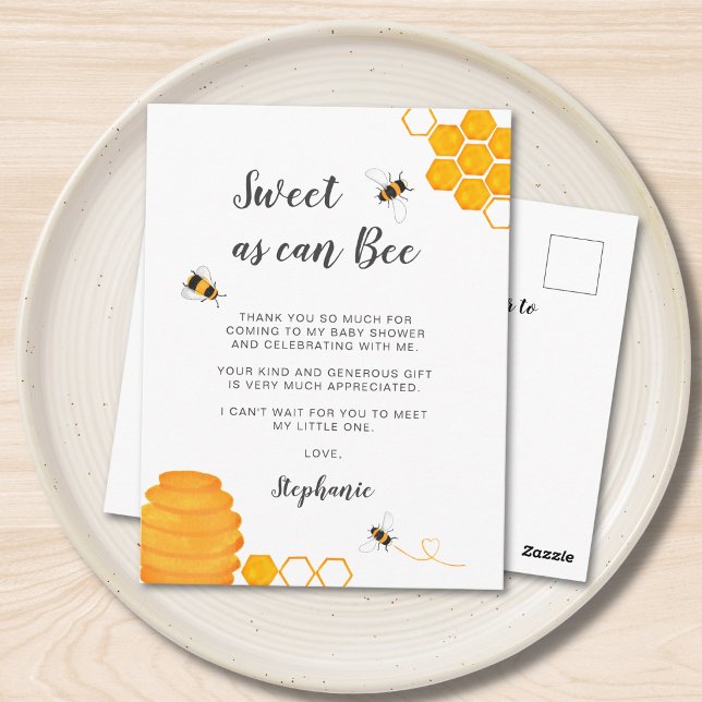Bee Baby Shower Thank You  Postcard (Creator Uploaded)