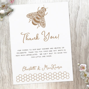 Bee Baby Shower Thank You Postcard