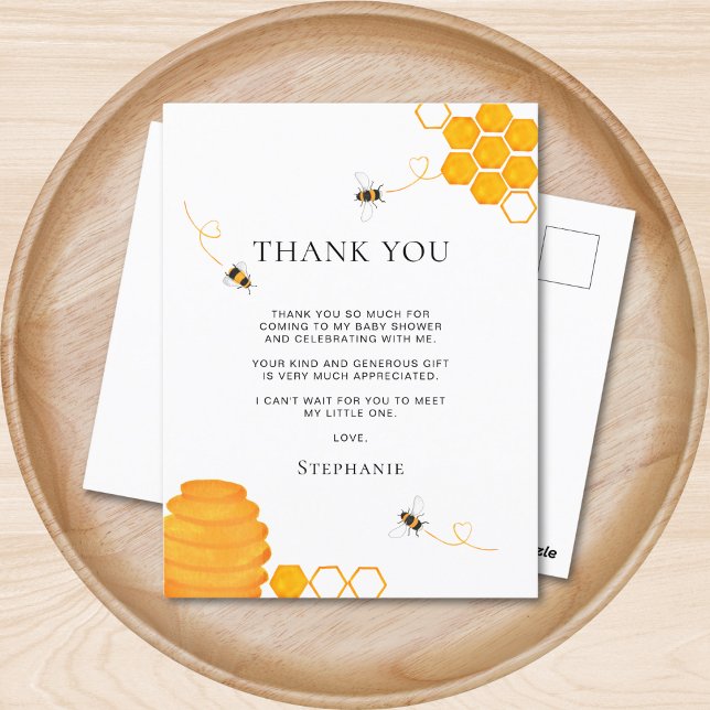 Bee Baby Shower Thank You  Postcard (Creator Uploaded)