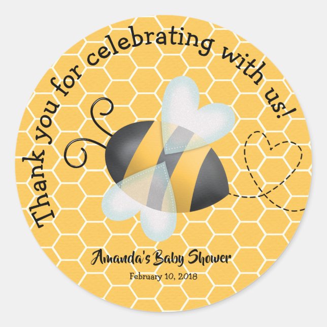 Bee Baby Shower Thank You Sticker Favor Sticker (Front)