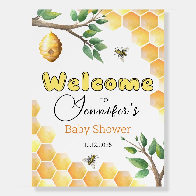 Bee baby shower welcome foam board (Front)