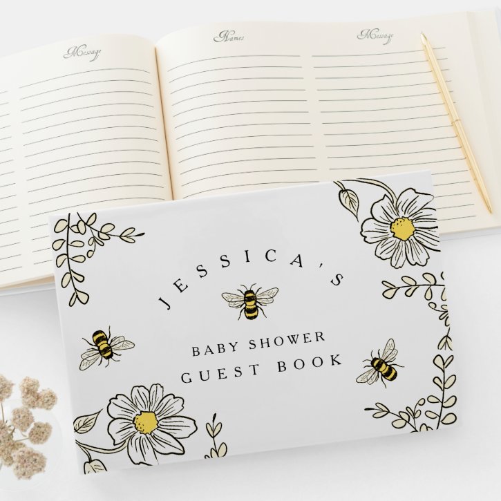 Bee Baby Shower Welcome for Bumble Bee Shower  Guest Book