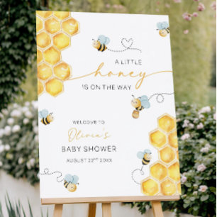 Bee Baby Shower Welcome Sign, Honeycomb Poster