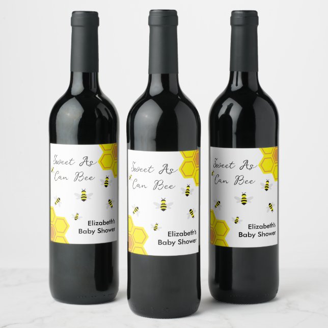 Bee Baby Shower Wine Label (Bottles)