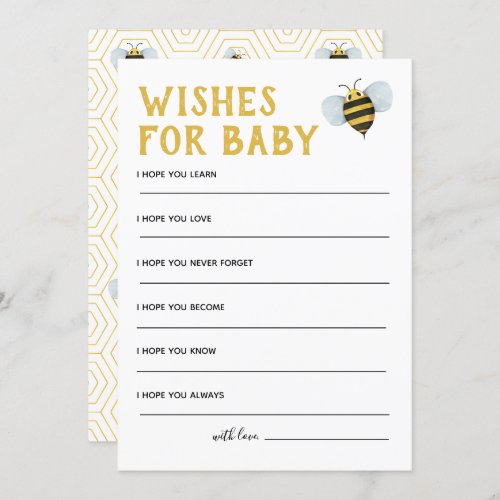 Bee Baby Shower Wishes For Baby Invitation