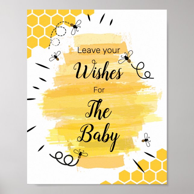 Bee Baby Shower Wishes for Baby Sign (Front)