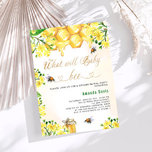 Bee Baby shower yellow floral gender reveal Invitation