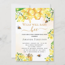 Bee Baby shower yellow floral gender reveal Invitation