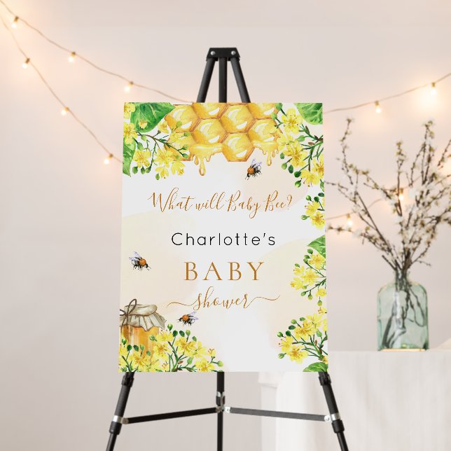 Bee Baby Shower yellow gender reveal party Foam Board (In Situ (Stand))
