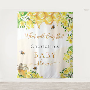 Bee Baby Shower yellow gender reveal party Tapestry