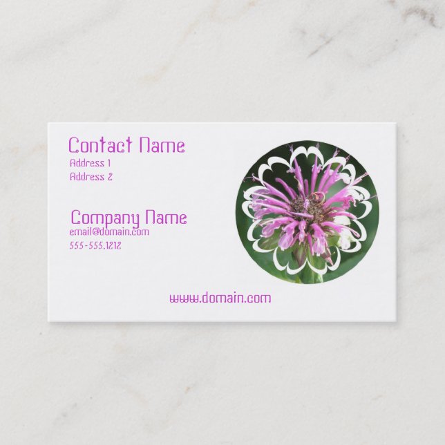Bee Balm Flowers Business Card (Front)