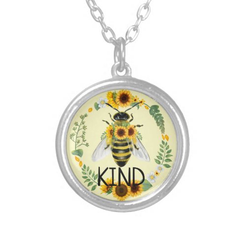 Bee Be Kind Sunflowers Kindness Pendant Necklace