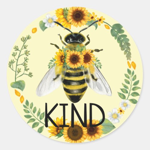 Bee Be Kind Sunflowers Kindness Yellow Sticker