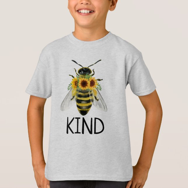 Bee Be Kind T-Shirt Painted Sunflowers Kindness  (Front)